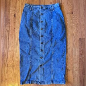 Classic Blue Denim Pencil Skirt